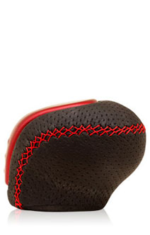 Pomello in vera pelle con inserto in alluminio anodizzato