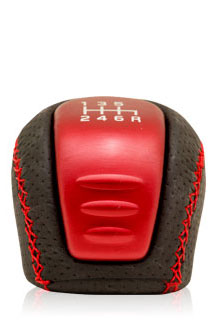 Pomello in vera pelle con inserto in alluminio anodizzato